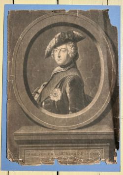 ORIGINAL RARE C1760 RICHARD HOUSTON MEZZOTINT ENGRAVING AFTER ANTOINE PESNE FREDERICK III PRUSSIA