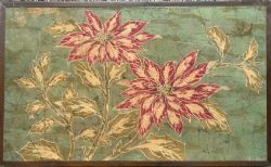 VINTAGE MID 20TH CENTURY BATIK TEXTILE ART POINSETTIA FLORAL FRAMED PANEL