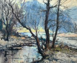 ROBERT LESLIE HOWEY SIGNED ORIGINAL MID 20TH CENTURY VINTAGE PASTEL DRAWING PAINTING BORROWDALE ENGLISH LANDSCAPE