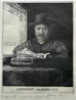 JAMES R G EXLEY 1904 SIGNED ORIGINAL ETCHING ENGRAVING AFTER REMBRANDT PUPIL OF FRANK SHORT RCA