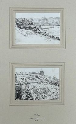 JOSEPH R R MCCULLOCH RBA 1934 SIGNED PAIR OF EARLY 20TH CENTURY PENCIL DRAWINGS WHITBY YORKSHIRE