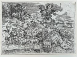 VALENTIN LEFEBRE AFTER TITIAN 1682 ORIGINAL 17TH CENTURY ETCHING ENGRAVING OPERA SELECTIORA SHEPHERDS