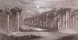 ORIGINAL EARLY 20TH CENTURY CHARCOAL PAINTING WINTER GARDENS WESTONSUPERMARE GRIMSHAWWHISTLER INFLUENCE PAPER ATTACHED TO CANVAS STRETCHER