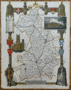 ANTIQUE C1840 THOMAS MOULE CAMBRIDGESHIRE MAP ELY WIMPOLE HAND COLOURED 19TH CENTURY ENGLISH MAP