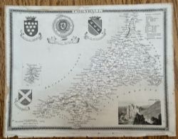 ANTIQUE C1840 THOMAS MOULE CORNWALL MAP LANDS END SCILLY ISLES ENGRAVING 19TH CENTURY BRITISH MAP