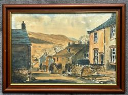 JACK RIGG SIGNED ORIGINAL MID 20TH CENTURY WATERCOLOUR PAINTING APPLETREEWICK YORKSHIRE DALES BRITISH LANDSCAPE