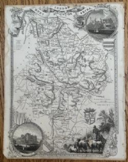 ORIGINAL 19TH CENTURY ANTIQUE C1840 THOMAS MOULE HUNTINGDONSHIRE MAP HINCHINGBROOKE BRAMPTON PARK ENGLISH MAP
