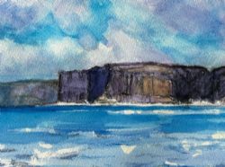 KENNETH COZENS 1967 SIGNED ORIGINAL VINTAGE WATERCOLOUR PAINTING STAFFA SCOTLAND SCOTTISH LANDSCAPE SEASCAPE