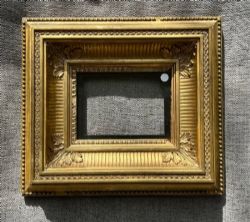 ORIGINAL 19TH CENTURY EUROPEAN STYLE DEEP GILTWOOD GESSO FLUTED HOLLOW ANTIQUE PICTURE FRAME 1
