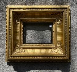 ORIGINAL 19TH CENTURY EUROPEAN STYLE DEEP GILTWOOD GESSO FLUTED HOLLOW ANTIQUE PICTURE FRAME 2