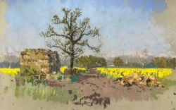 ANGUS RANDS ORIGINAL MID 20TH CENTURY PASTEL DRAWING PAINTING NEAR SOUTH DALTON YORKSHIRE LANDSCAPE