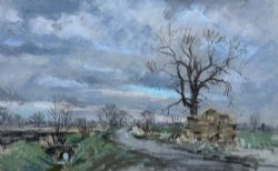 ANGUS RANDS ORIGINAL MID 20TH CENTURY VINTAGE PASTEL DRAWING PAINTING YORKSHIRE DALES WINTER LANDSCAPE FROM STUDIO PORTFOLIO