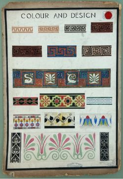 ORIGINAL 1930'S LEEDS SCHOOL OF ARCHITECTURE COLOUR DESIGN ART DECO STUDY BOARD ORIGINAL WATERCOLOUR INK PAINTING
