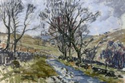 ANGUS RANDS ORIGINAL MID 20TH CENTURY PASTEL DRAWING PAINTING YORKSHIRE WOLDS LANDSCAPE SCENE