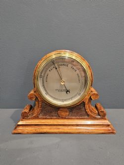VICTORIAN OAK DESKTOP BAROMETER BY LYNCH AND BATEMAN