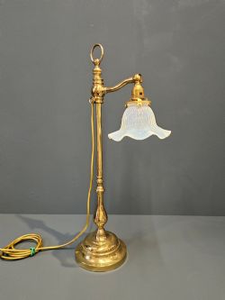 EDWARDIAN BRASS RISE AND FALL TABLE LAMP EDWARDIAN BRASS RISE AND FALL TABLE LAMP