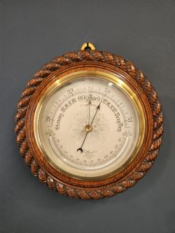 SUPERB QUALITY VICTORIAN SILVERED DIAL BAROMETER BY HICKS