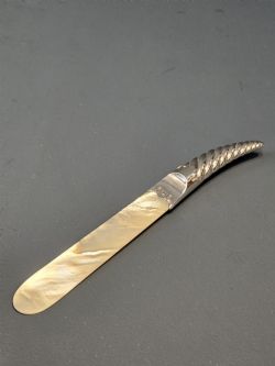 LEVI SALAMAN VICTORIAN SILVER AND MOTHER OF PEARL PAGE TURNER