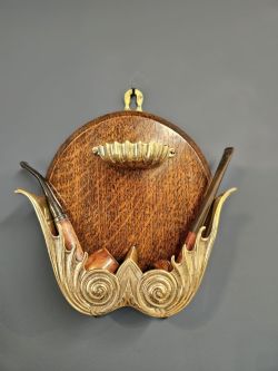 VICTORIAN OAK AND BRASS PIPE RACK