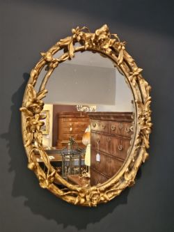 VICTORIAN TIMBER GILT ROSE VINE MIRROR