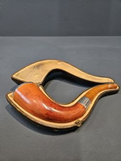 EDWARDIAN BLUMFELD'S BRIAR SILVER MOUNTED PIPE AND CASE
