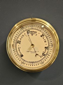 QUALITY EDWARDIAN BRASS BULK HEAD BAROMETER