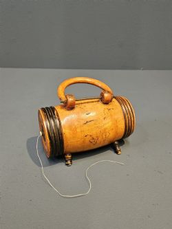 VICTORIAN FRUITWOOD DOUBLE ENDED STRING BARREL