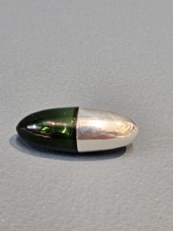 VICTORIAN SILVER AND EMERALD GLASS TORPEDO SCENT BOTTLE