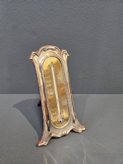 EDWARDIAN ART NOUVEAU SILVER DESKTOP THERMOMETER