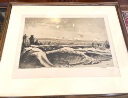 SIR MUIRHEAD BONE WAR AUTHENTIC LITHOGRAPH WATCHING OUR ARTILLERY FIRING ON TOONES WOOD