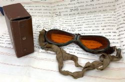 WW1 AMBER TINTED AVIATION GOGGLES