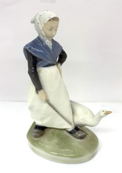 ROYAL COPENHAGEN THE GIRL WITH THE GOOSE FIGURINE