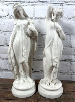 GOOD PAIR OF 19TH CENTURY CLASSICAL PARIAN WARE FIGURES