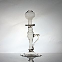 GEORGIAN TALL GLASS OIL LAMP WITH APPLIED HANDLE