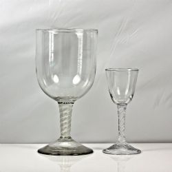 GEORGIAN VERY LARGE CEREMONIAL DOUBLE OPAQUE TWIST WINE GOBLET