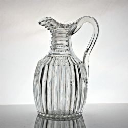 GEORGIAN PILLAR PRISM CUT GLASS WATER OR WINE JUG
