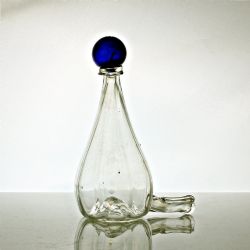 VICTORIAN GLASS BIRD FEEDER BLUE GLASS FINIAL