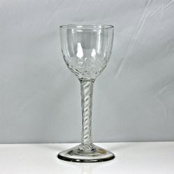 GEORGIAN LARGE DOUBLE SERIES OPAQUE TWIST WINE GLASS OR GOBLET OVOID BOWL