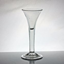 GEORGIAN PLAIN STEM WINE GLASS TRUMPET BOWL FOLDED FOOT