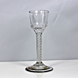 GEORGIAN DOUBLE SERIES OPAQUE TWIST WINE GLASS WRYTHENED OGEE BOWL