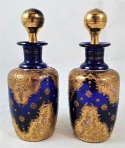 PAIR OF BOHEMIAN GLASS PERFUME BOTTLES