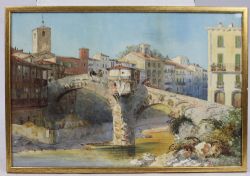 19TH CENTURY ITALIANATE WATERCOLOUR SIGNED JL DATED 1877