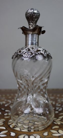 ANTIQUE SILVER MOUNTED CRYSTAL DECANTER