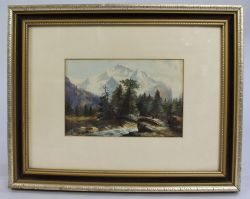 EDWARDIAN ALPINE WATERCOLOUR BY WL GUEST DATED 1903