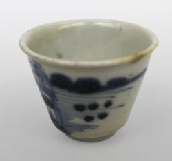 LATE QING CHINESE BLUE AND WHITE PORCELAIN TEACUP CIRCA 1880 LATE QING CHINESE BLUE AND WHITE PORCELAIN TEACUP CIRCA 1880
