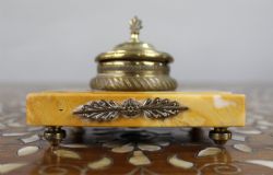 SIENA MARBLE AND ORMOLU INKWELL C1900