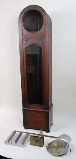 ART DECO LONGCASE CLOCK FOR RESTORATION CHROME DIAL TRIPLE WEIGHT MOVEMENT