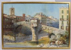 19TH CENTURY ITALIANATE WATERCOLOUR PAINTING SIGNED JL DATED 1877