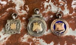 COLLECTION OF 3 BIRMINGHAM SILVER HALLMARKED WATCH FOBS