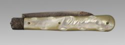 EARLY 20TH C MOTHER OF PEARL SILVER HANDLED FRUIT KNIFE